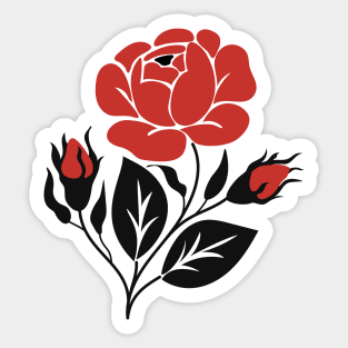 Print with Red Rose Inspired by Ukrainian Traditional Embroidery Sticker